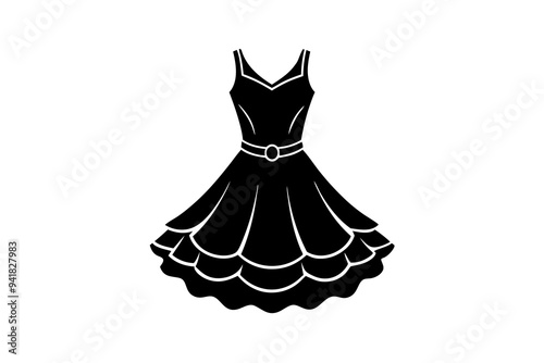 A flounce dress on a white background