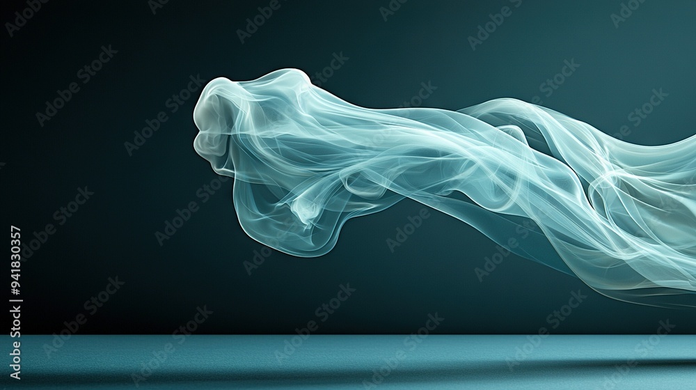 a blue vase with a white smoke trail emerging from it on a blue background a blue vase with a white smoke trail emerging from it on a blue background