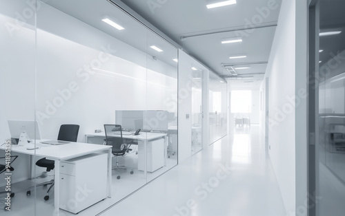 Photo blur background of modern office interior design contemporary workspace