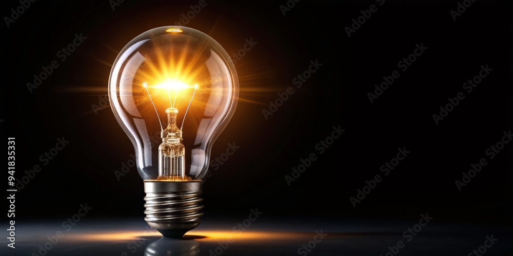 Glowing Light Bulb on a Black Background, Photography, Light, Concept, Idea , Bulb , Energy Glowing Light Bulb on a Black Background, Photography, Light, Concept, Idea , Bulb , Energy