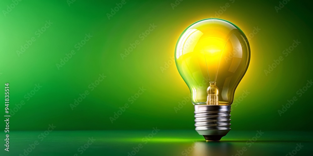 Glowing Lightbulb on Green Background, 3D Render, Green, Light, Idea , idea, innovation Glowing Lightbulb on Green Background, 3D Render, Green, Light, Idea , idea, innovation