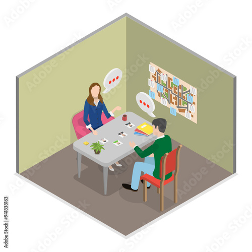 3D Isometric Flat Vector Set of Police Work Scenes, Law and Justice Service. Item 3