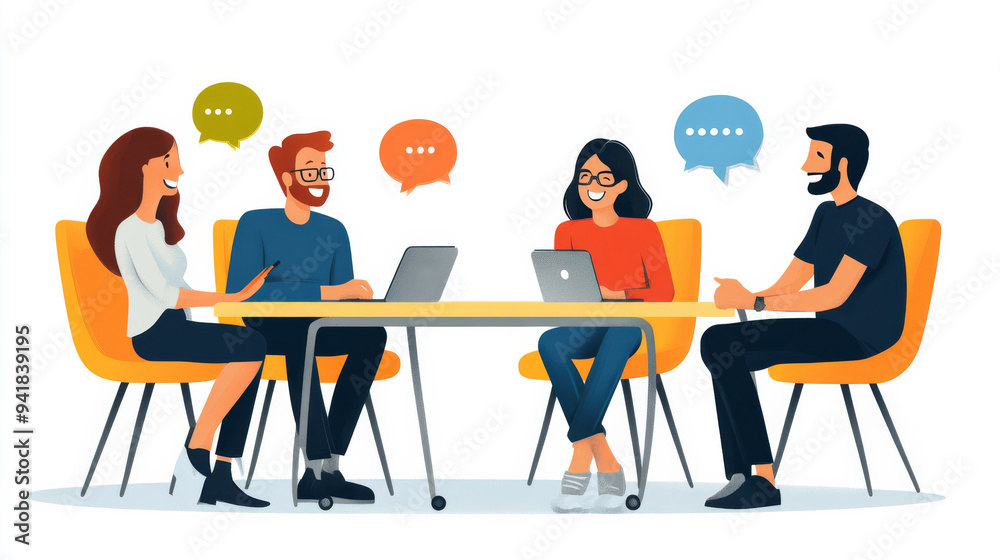 A group of people are sitting around a table, working on a project A group of people are sitting around a table, working on a project