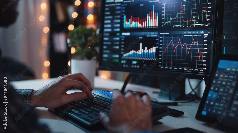 A person working with numbers on a desk, possibly accounting or financial task