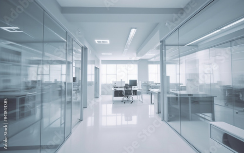 Photo blur background of modern office interior design contemporary workspace