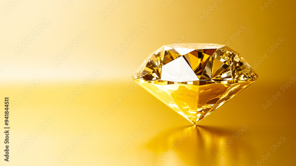Golden Brilliance: A flawless diamond sparkles on a golden backdrop, radiating luxury and elegance. Golden Brilliance: A flawless diamond sparkles on a golden backdrop, radiating luxury and elegance.