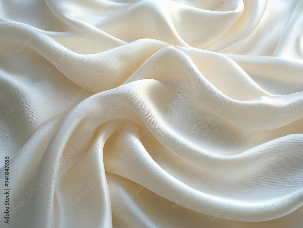 luxurious white silk fabric draping in elegant folds soft shadows emphasizing texture and flow