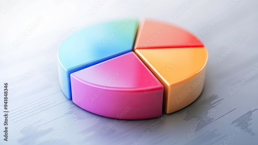Colorful 3D pie chart with segments tilted slightly, showing depth and perspective, business theme -- Colorful 3D pie chart with segments tilted slightly, showing depth and perspective, business theme --