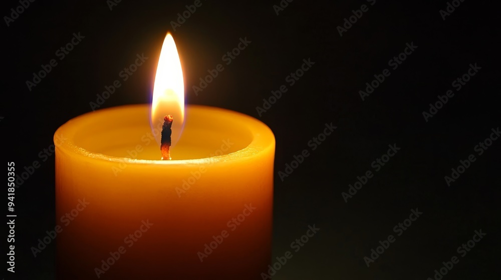 A glowing candle emits a warm light, creating a serene atmosphere perfect for relaxation and meditation. A glowing candle emits a warm light, creating a serene atmosphere perfect for relaxation and meditation.