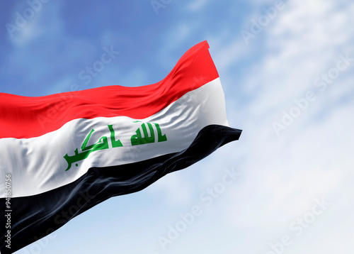 Republic of Iraq national flag waving on a clear day photo