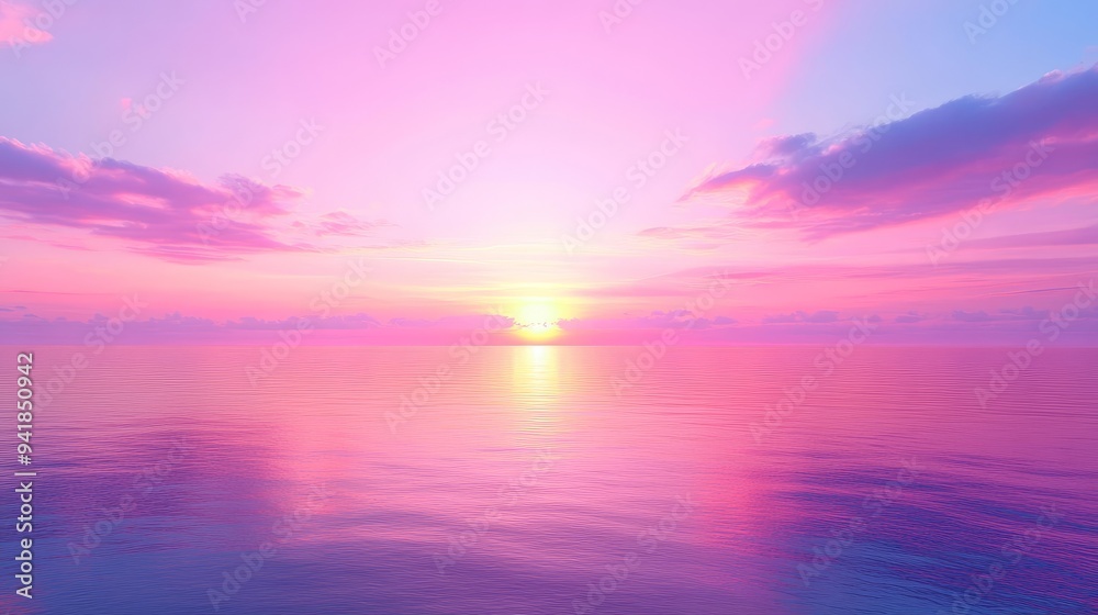 Breathtaking sunset over calm ocean waters, showcasing vibrant pink and purple hues reflecting on the serene waves. Breathtaking sunset over calm ocean waters, showcasing vibrant pink and purple hues reflecting on the serene waves.
