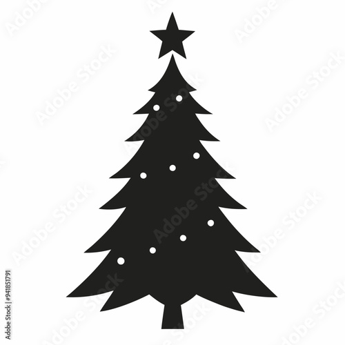 Christmas tree silhouette theme vector illustration