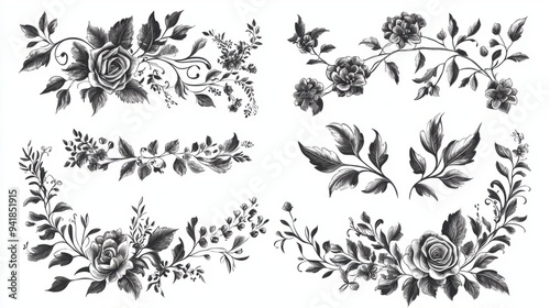 Elegant Vector Floral Frames and Borders with Delicate Decorative Elements for Design Projects