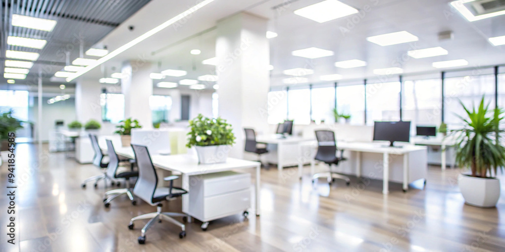 Blur focus of White open space office interior can be used as background Blur focus of White open space office interior can be used as background