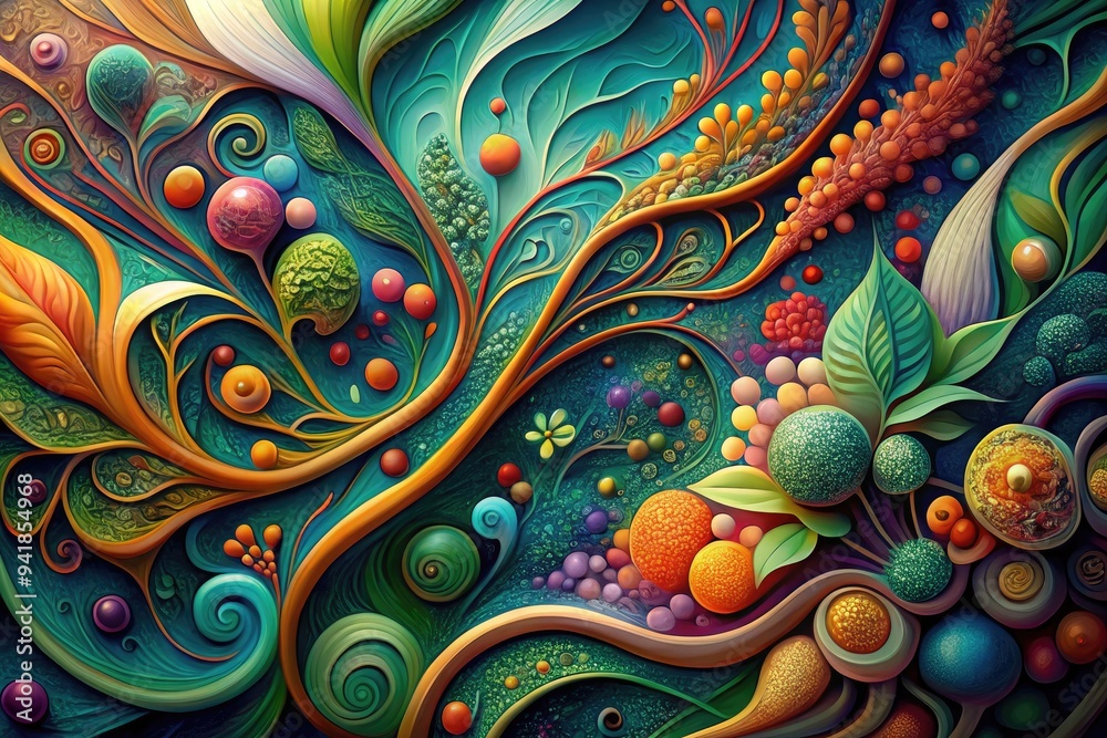 Organic Flow: Nature-inspired forms, flowing lines, vibrant colors, interconnected patterns, organic textures. Organic Flow: Nature-inspired forms, flowing lines, vibrant colors, interconnected patterns, organic textures.