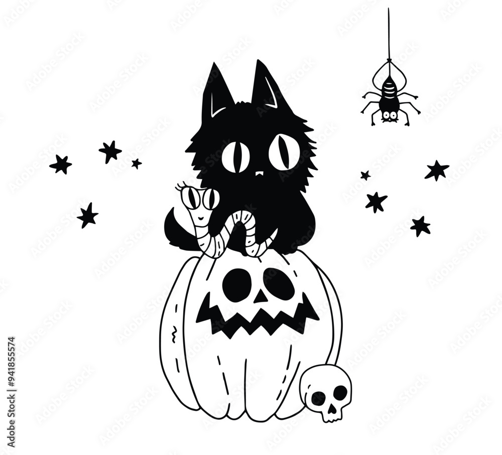 Vector black and white on a white background illustration with a black ...