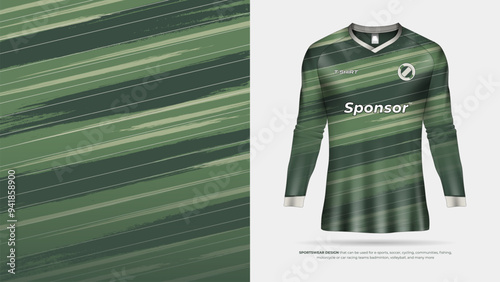 green army long sleeve tshirt jersey sportwear design for football, badminton, volleyball, e-sports, cycling, communities, fishing, motorcycle racing team, motocross photo