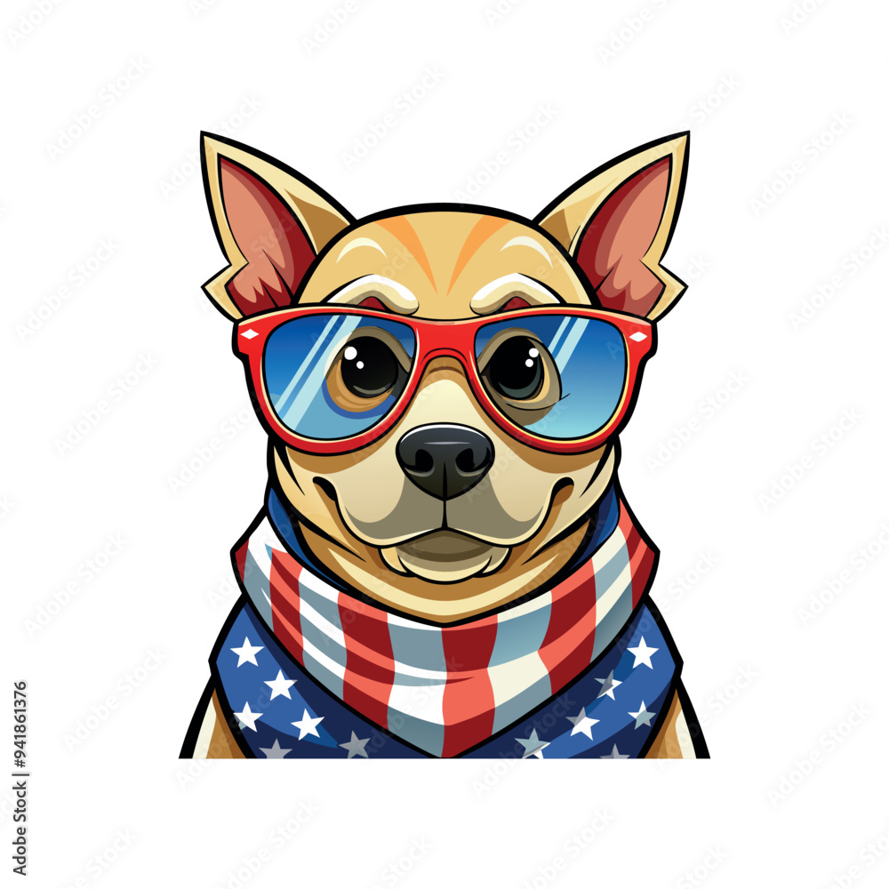 Vector Dog with american flag illustration template Vector Dog with american flag illustration template