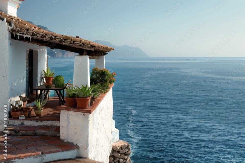 Fototapeta premium Luxurious classic house on the seashore.