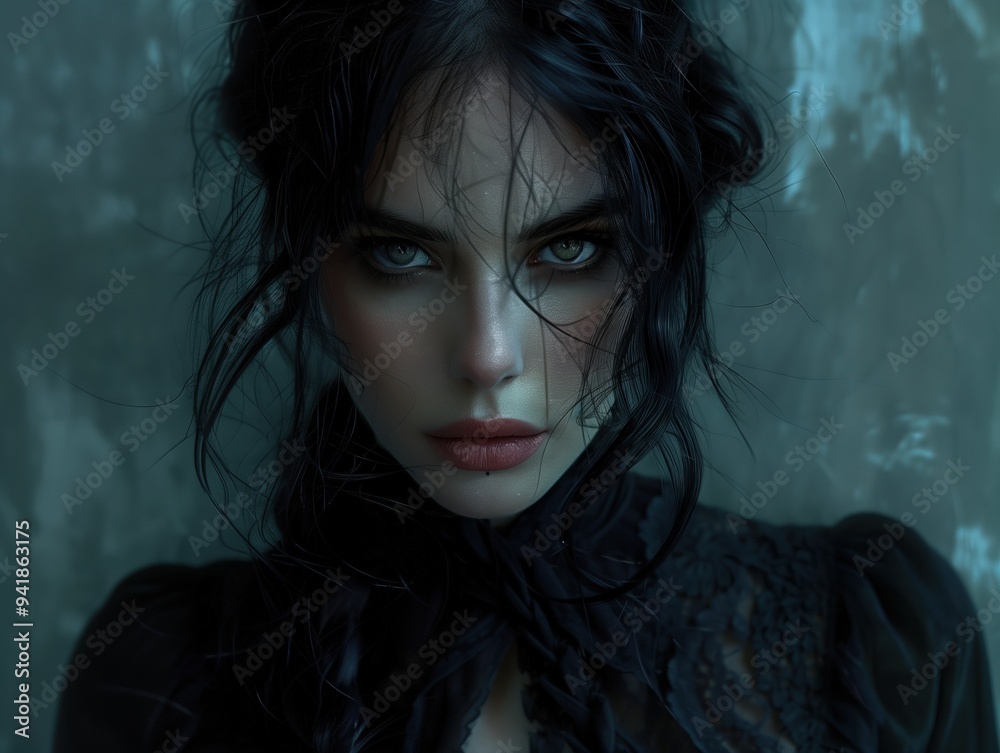 Moody portrait of a woman with intense eyes, dark flowing hair, and soft dramatic lighting
Moody portrait of a woman with intense eyes, dark flowing hair, and soft dramatic lighting