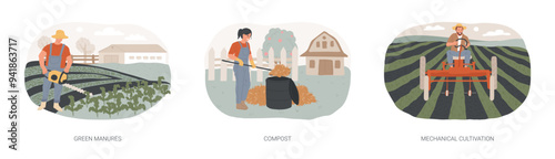 Organic farming methods isolated cartoon vector illustrations se