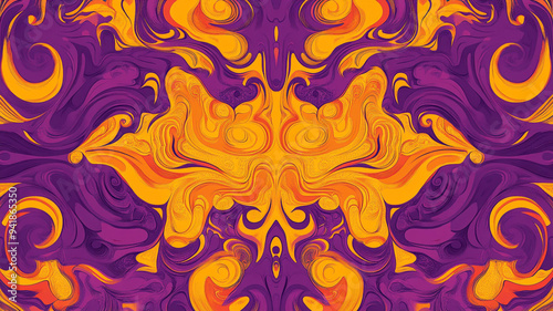 yellow and purple psychedelic repetition pattern design