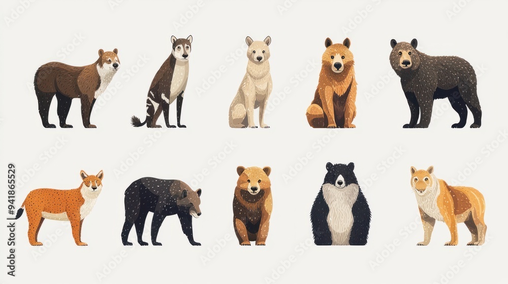 Obraz premium Abstract Vector Animal Illustrations of Stylized Wildlife in Modern Art Style