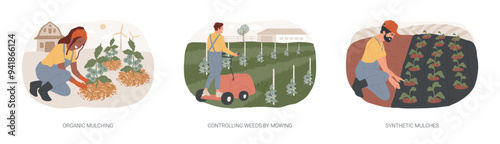 Weed management isolated cartoon vector illustrations se
