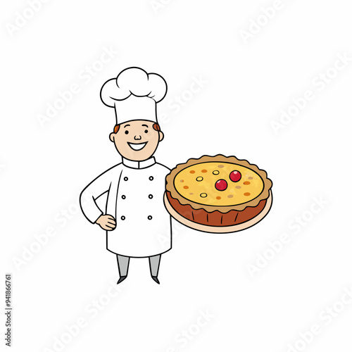 Classic Quiche Lorraine Creamy French Tart with Bacon and Cheese vector