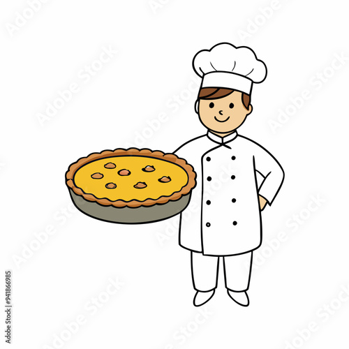 Classic Quiche Lorraine Creamy French Tart with Bacon and Cheese vector
