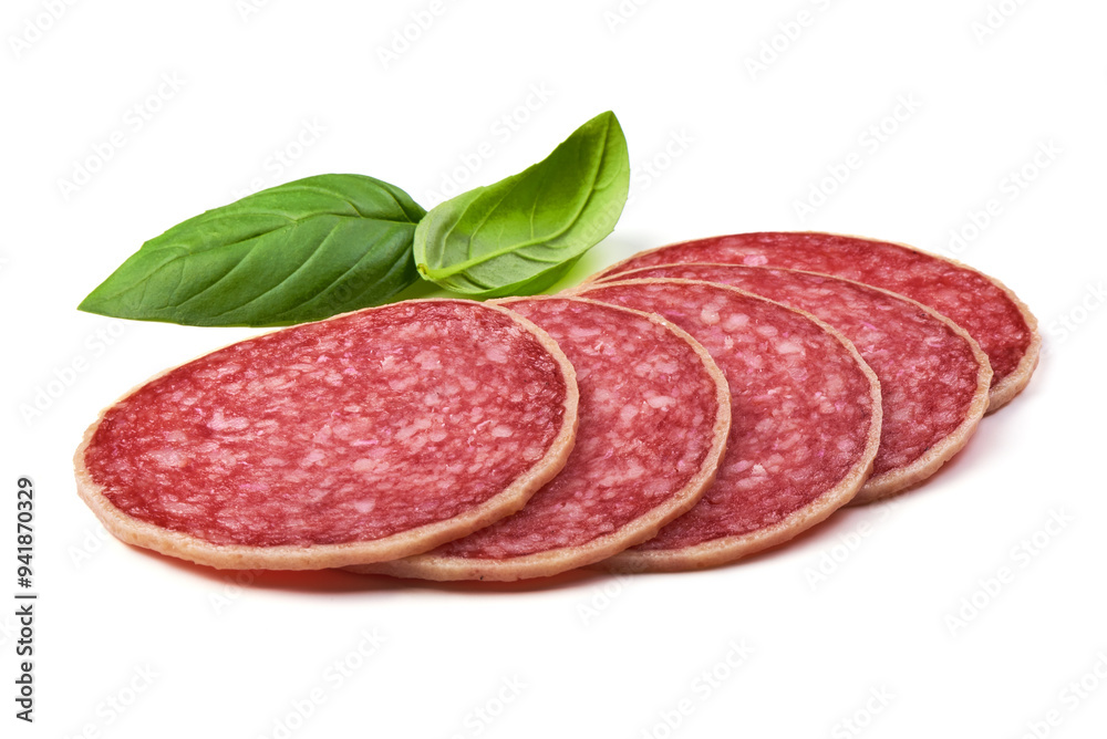 Salami with cheese, salami parmesano, isolated on white background. Salami with cheese, salami parmesano, isolated on white background.