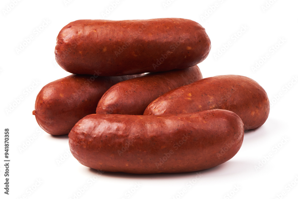 Grilled bavarian sausages, isolated on white background. Grilled bavarian sausages, isolated on white background.