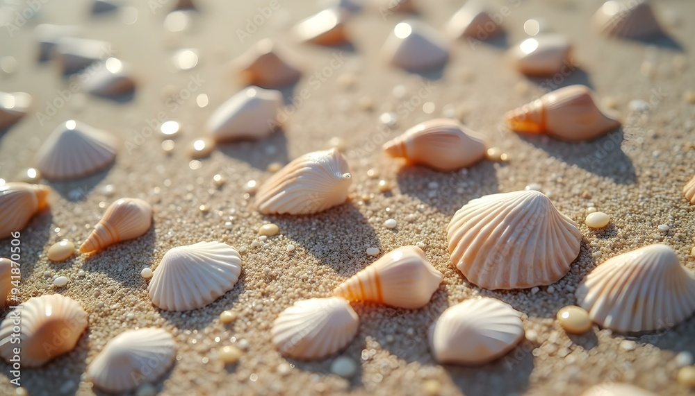 A close-up of small seashells lying on the sand by the sea, showcasing their delicate textures and natural patterns. The soft, coastal setting highlights the beauty of the seaside. A close-up of small seashells lying on the sand by the sea, showcasing their delicate textures and natural patterns. The soft, coastal setting highlights the beauty of the seaside.