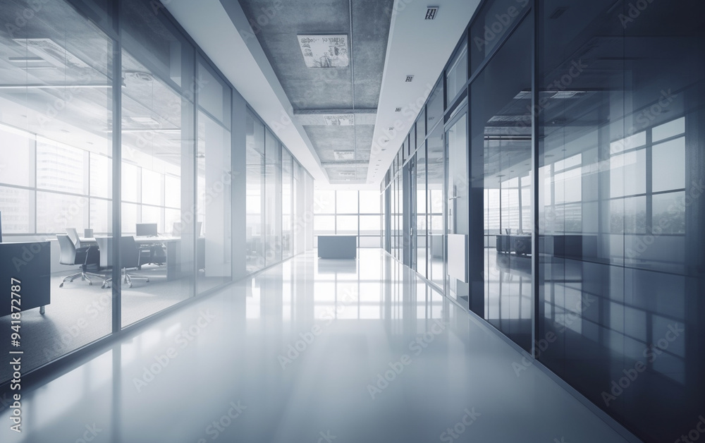 Photo blur background of modern office interior design contemporary workspace