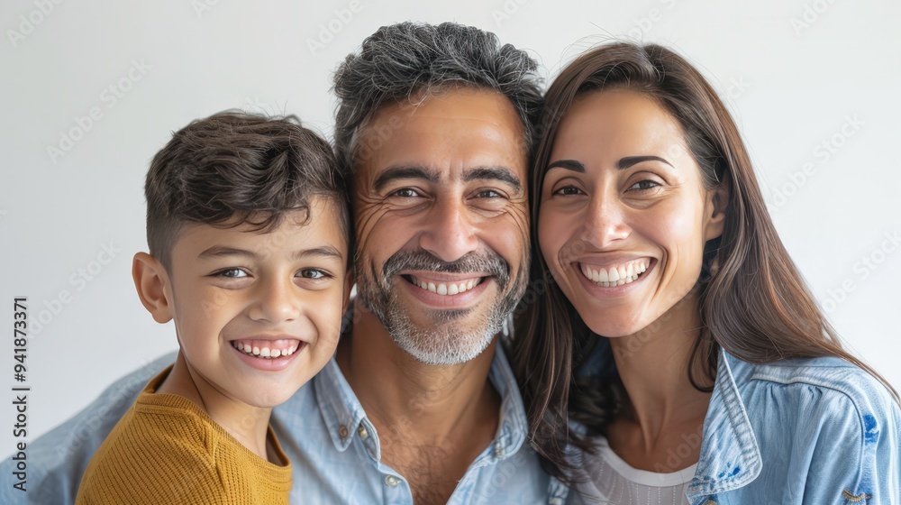 Happy Family Portrait with Smiling Parents and Son. Happy Family Portrait with Smiling Parents and Son.