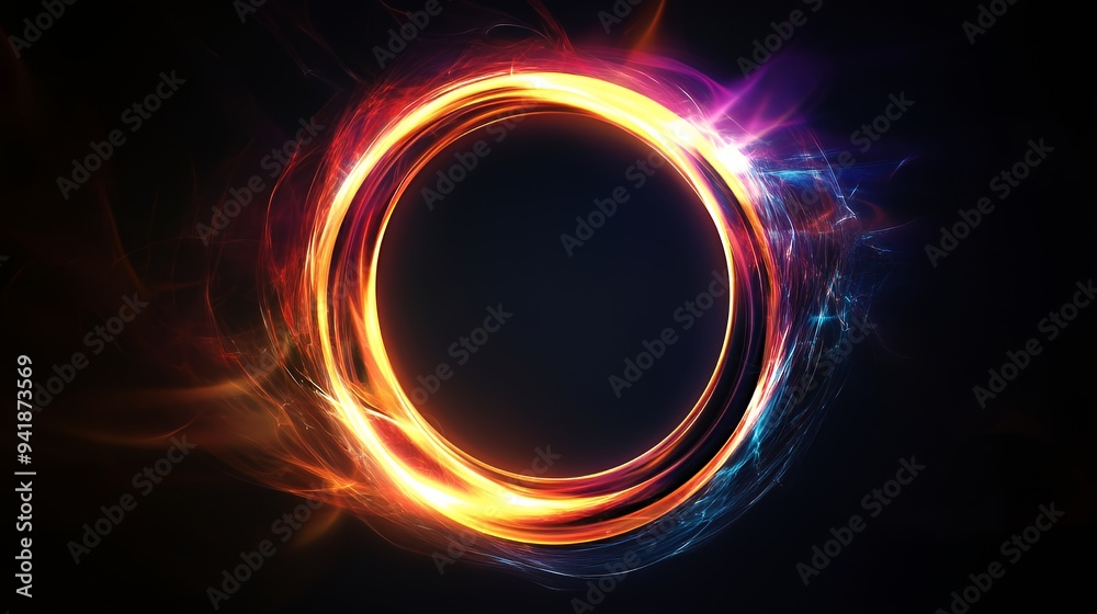 A vibrant, glowing circular design with swirling colors on a dark background. A vibrant, glowing circular design with swirling colors on a dark background.