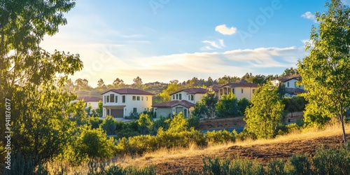 A residential street in the master-planned community of Rancho Santa Fe, California. photo