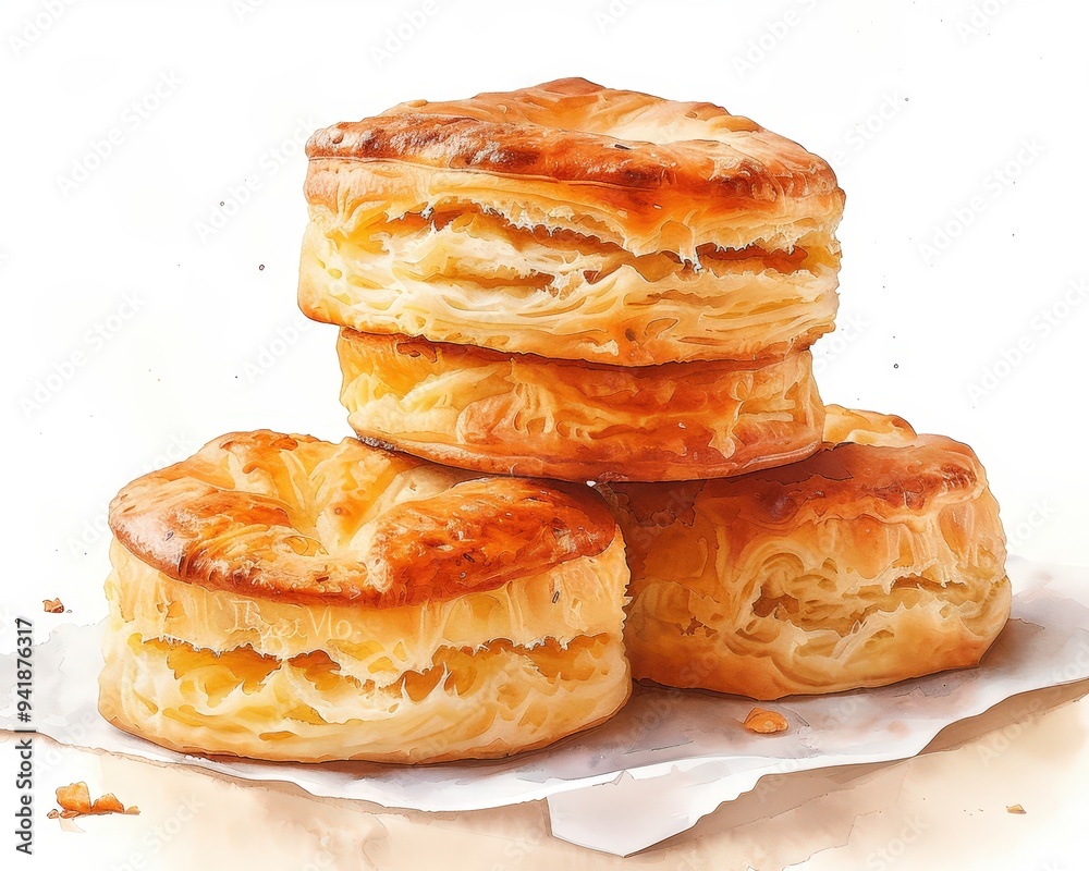 Stack of Golden Pastries on White Paper.