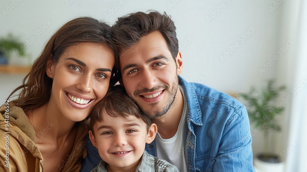 Happy Family Portrait with Parents and Child. Happy Family Portrait with Parents and Child.