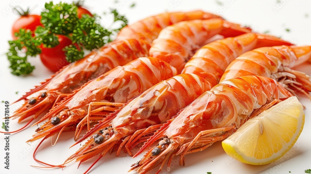 Fresh Cooked Shrimp with Lemon and Parsley. Fresh Cooked Shrimp with Lemon and Parsley.