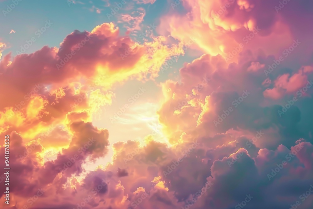 Fototapeta premium Aircraft soaring above clouds during golden hour