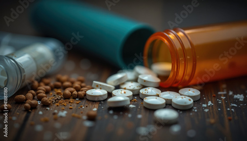 Close-up of drug paraphernalia, risky behavior, addiction
