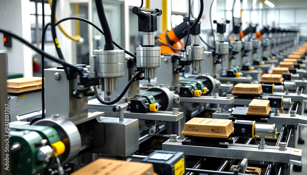 A close-up of a production machine, showcasing its intricate components and robust design. The details highlight the machinery's functionality and precision in a manufacturing setting A close-up of a production machine, showcasing its intricate components and robust design. The details highlight the machinery's functionality and precision in a manufacturing setting