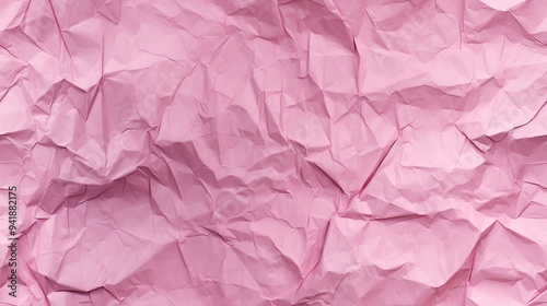 Pink crumpled paper texture, pastel tones, abstract background, soft aesthetic, trendy minimalism, wrinkled surface, delicate design, subtle elegance