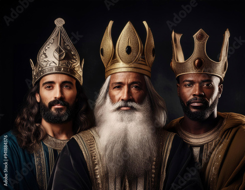 retrato de los tres reyes magos de Oriente