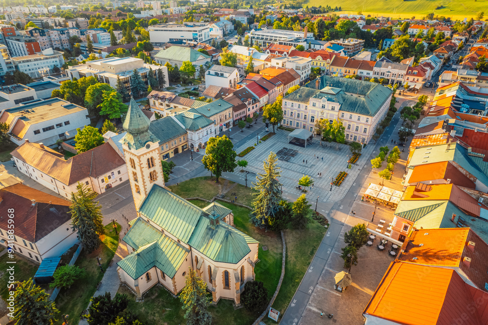 Naklejka premium Liptov region in the backround with Liptovska mara lake and Tatras mountains around Liptovsky Mikulas, Slovakia