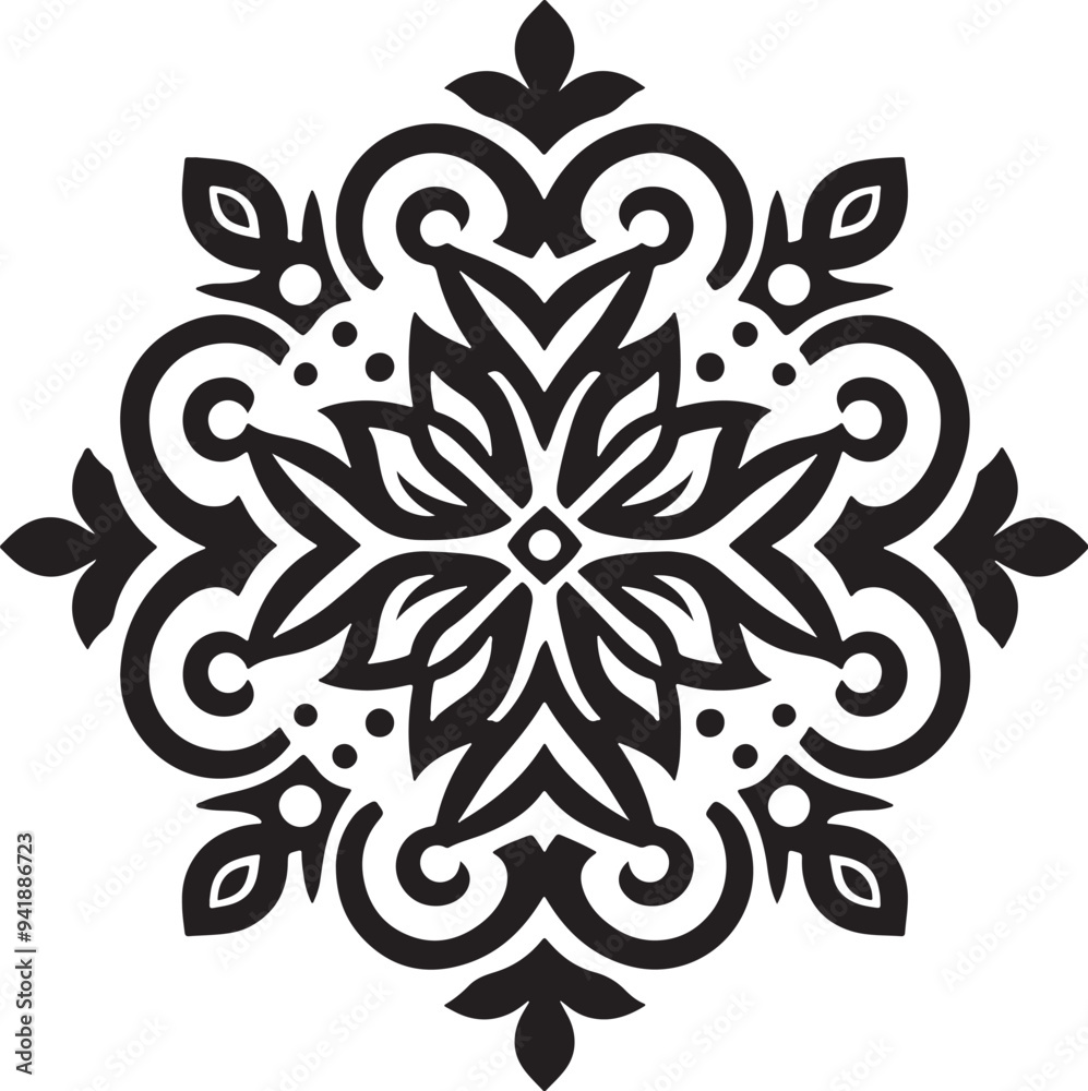 Circle flower of mandala with floral ornament pattern, Decorative pattern seamless vector silhouette design Circle flower of mandala with floral ornament pattern, Decorative pattern seamless vector silhouette design