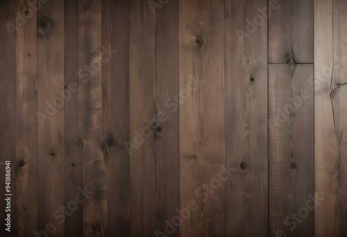 Processed collage of dark brown wood planks with a distressed finish, displaying cracks and splinters, providing a grunge aesthetic suitable for a banner or backdrop.