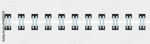 Double wire binding spines in a row isolated on white background