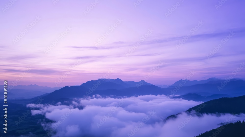 Fototapeta premium A sea of clouds, a purple and blue sky, sky, clouds, cloud, nature, aerial, air, fly, white, horizon, above, weather, day, blue, sun, heaven, landscape, cloudy, cloudscape, flying, atmosphere, space,